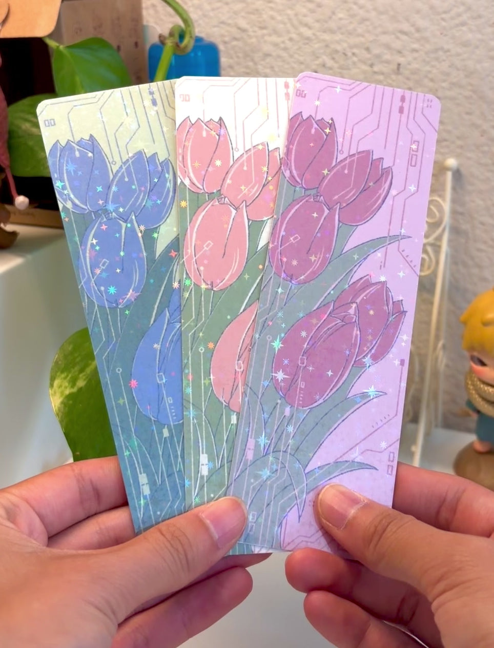 3 Tulip Circuitboard Bookmarks